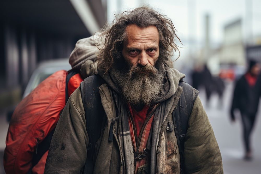 Homeless people photography portrait jacket.