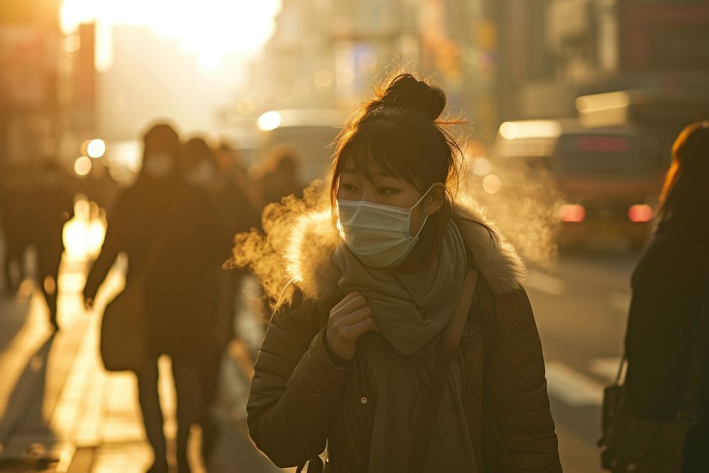 People wearing face mask pollution photography outdoors.