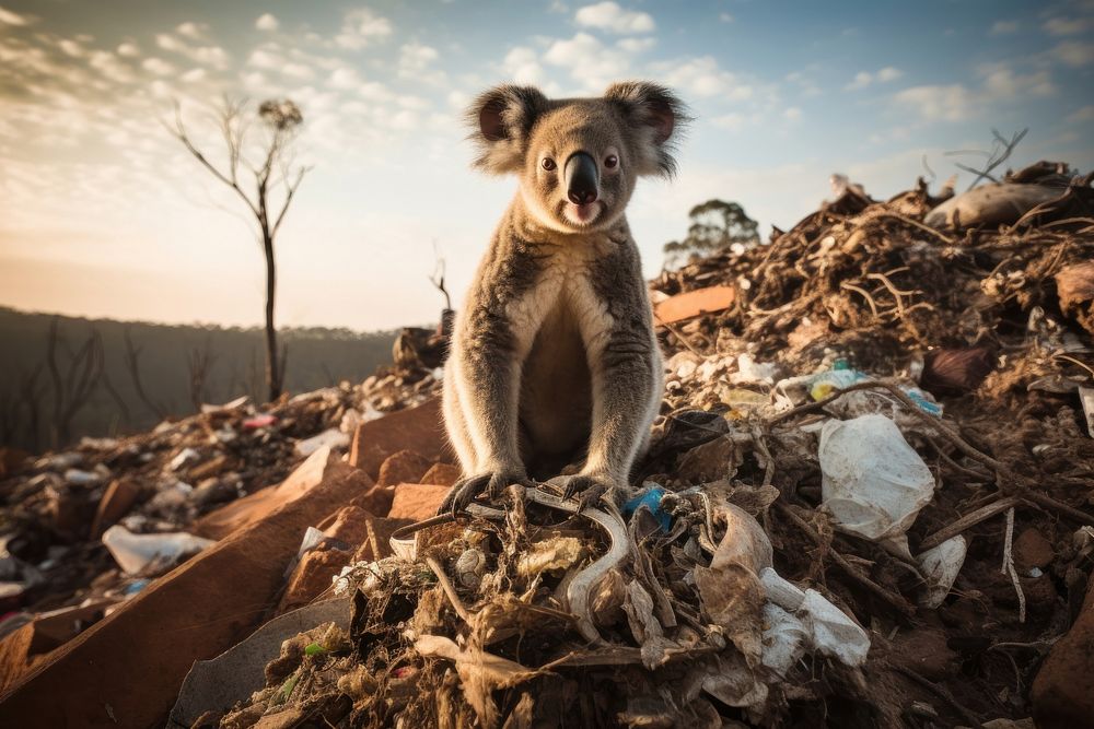 Gaunt koala wildlife garbage mammal.