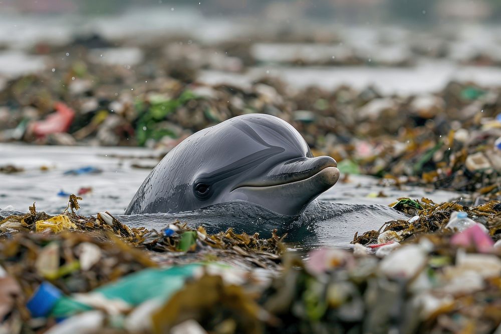 Dolphin dolphin pollution garbage. | Free Photo - rawpixel