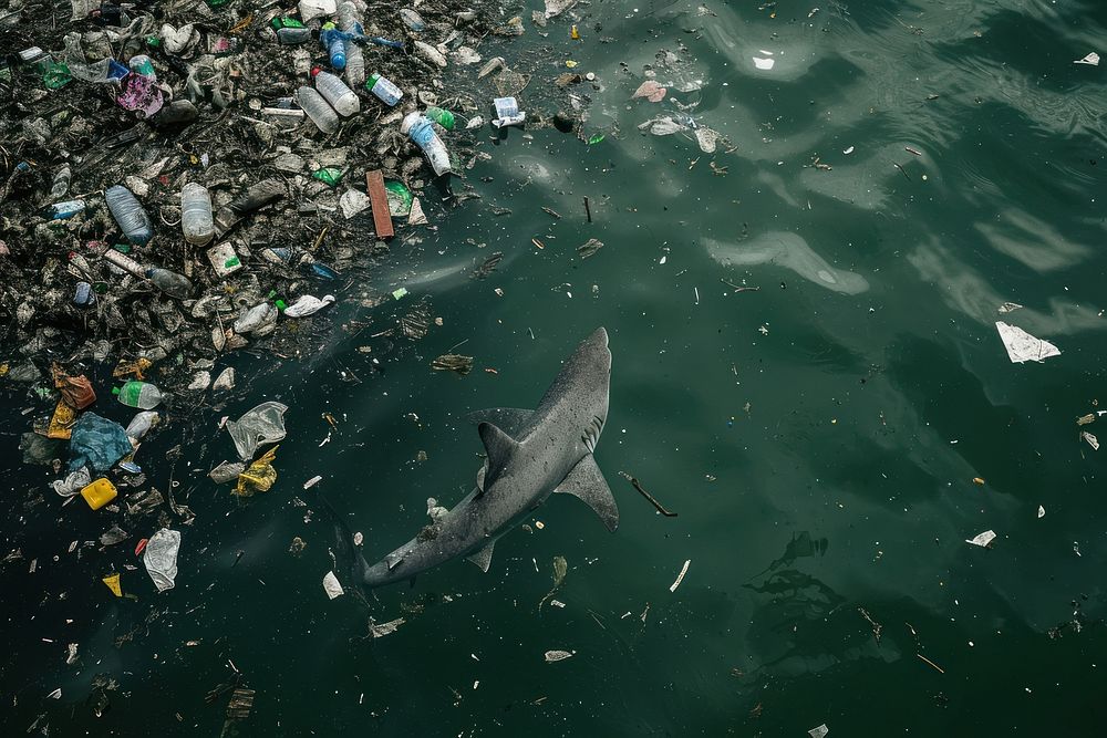 White shark garbage pollution swimming. | Premium Photo - rawpixel