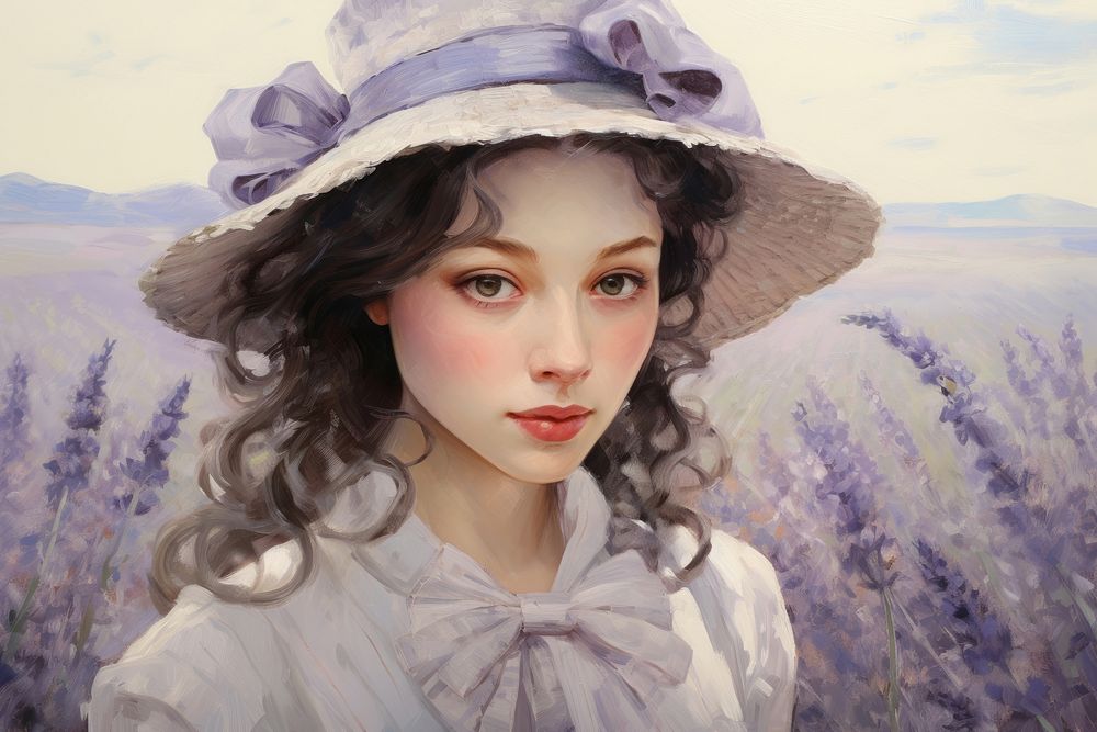 Lavender field portrait painting adult.