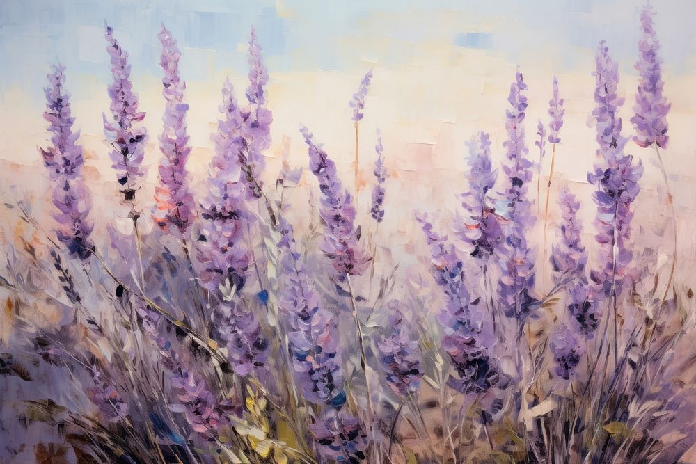 Lavenders garden painting backgrounds blossom.
