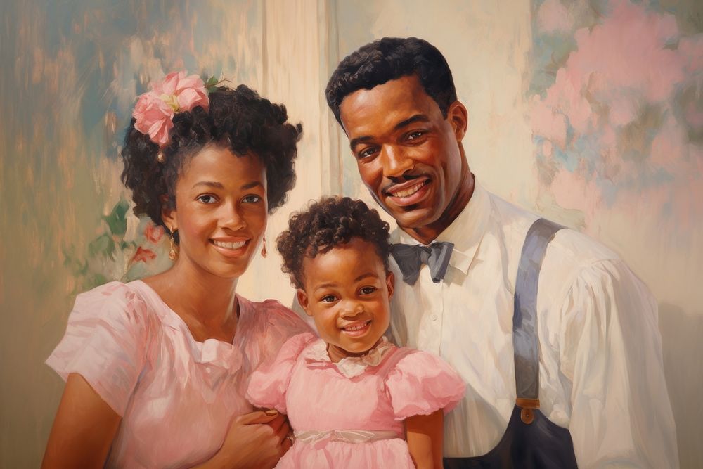 African american family portrait painting adult.