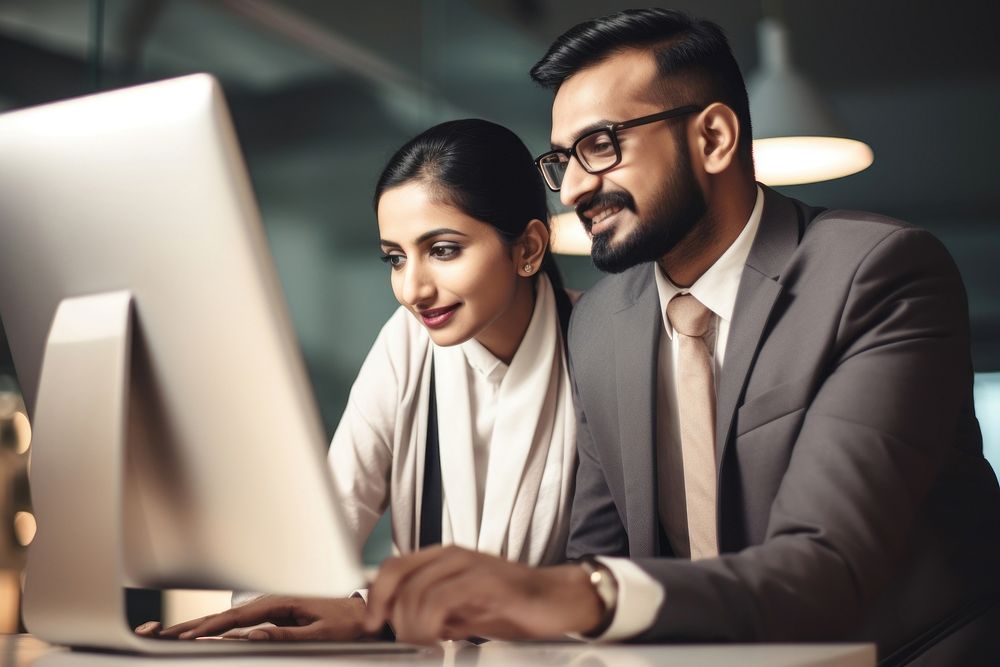 Indian Man and woman working office adult businesswear. AI generated Image by rawpixel.