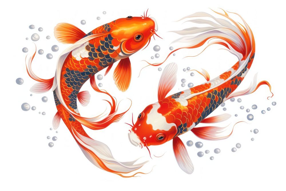 Two Japanese Koi fish koi swimming animal.