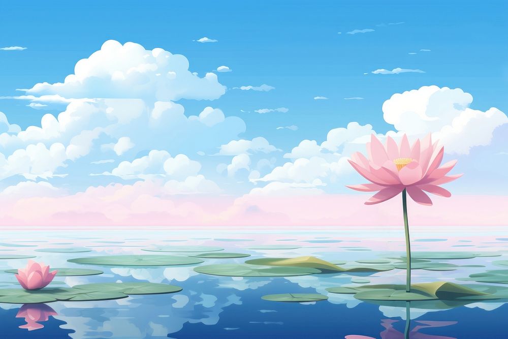 Water lilly and Lotus landscape outdoors nature.