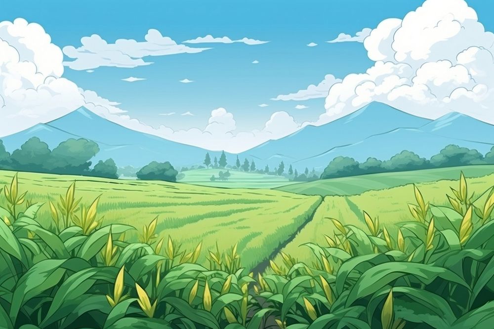 Cornfield landscape agriculture panoramic.