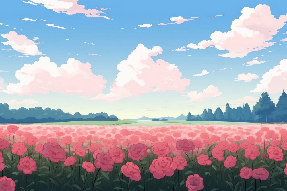 Rose field landscape backgrounds outdoors.
