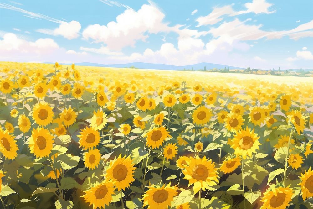 Sunflowers field sunflower landscape backgrounds.