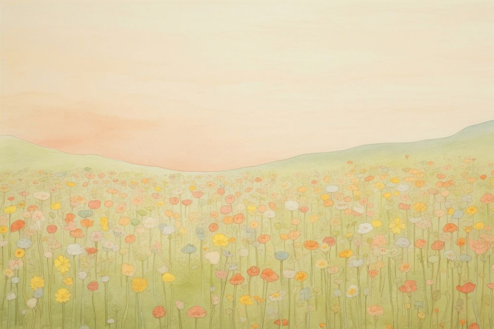 Flower field background painting backgrounds outdoors. AI generated Image by rawpixel.