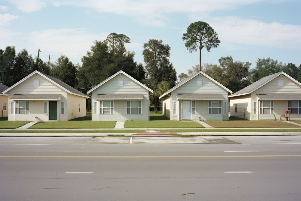 Houses on suburban block house neighbourhood architecture. AI generated Image by rawpixel.