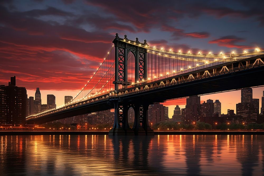 Manhattan Bridge bridge city architecture. AI generated Image by rawpixel.