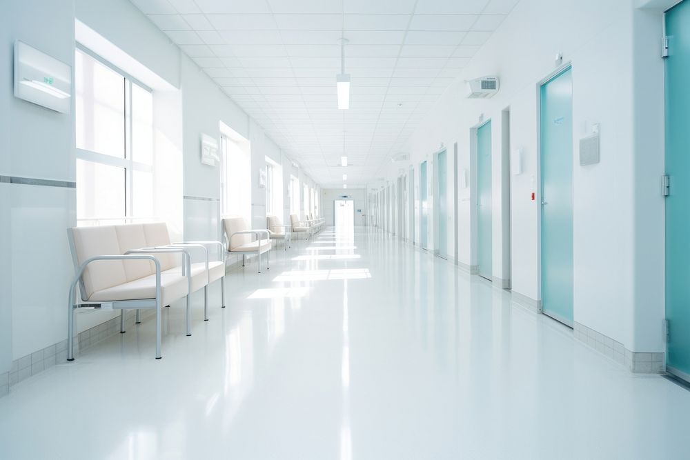 Hospital architecture corridor building. AI generated Image by rawpixel.