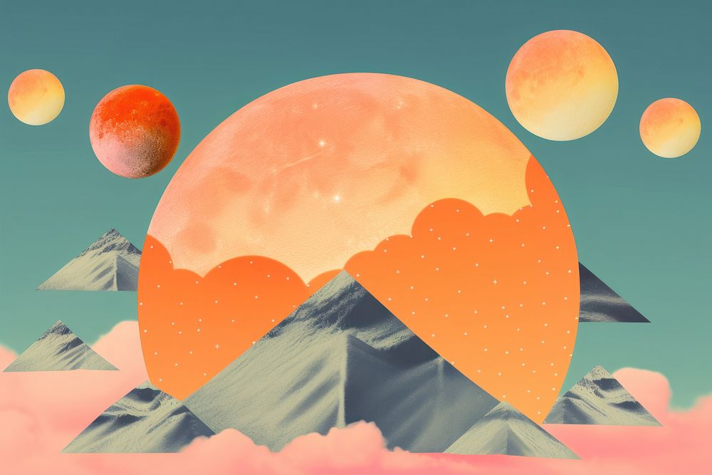 Collage Retro dreamy background astronomy outdoors nature.
