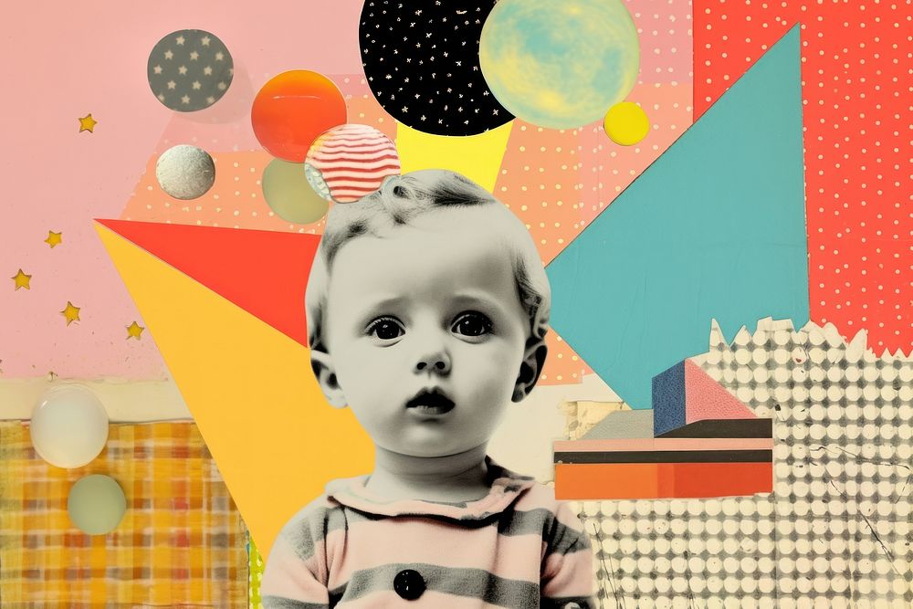 Collage Retro dreamy baby portrait collage cute.