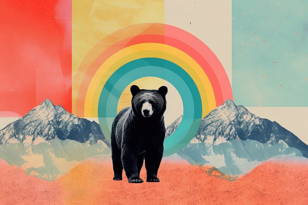 Collage Retro dreamy bear mammal animal creativity.