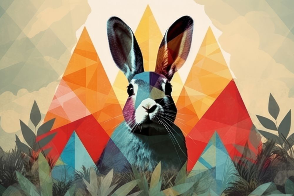 Collage Retro dreamy rabbit animal mammal art.