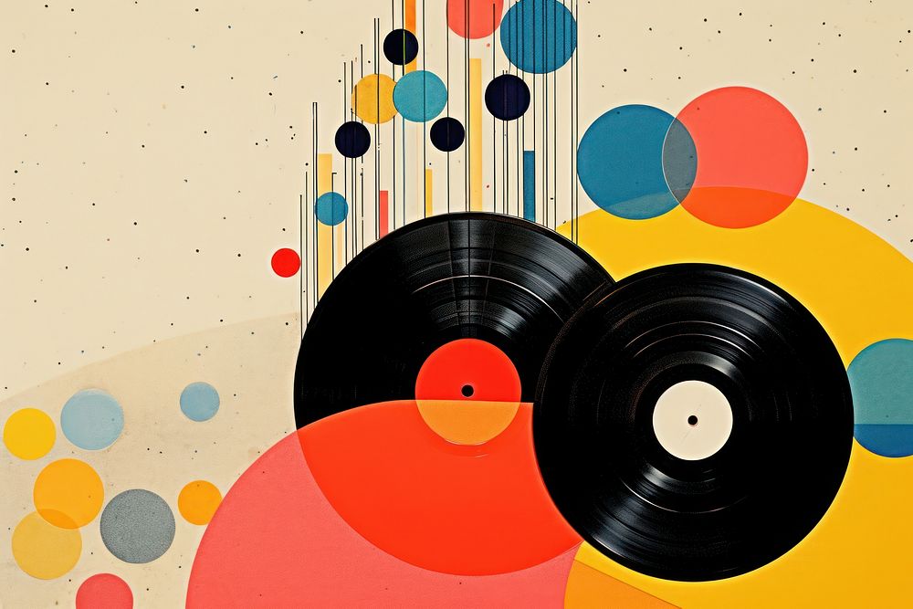 Collage Retro dreamy record music art backgrounds creativity.