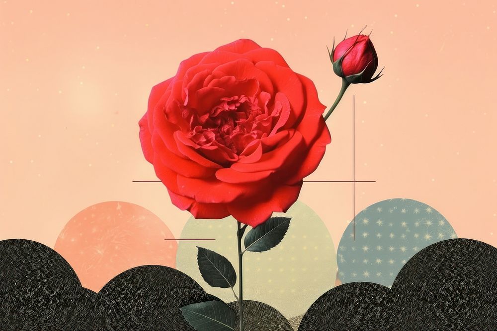 Collage Retro dreamy red rose flower plant petal.