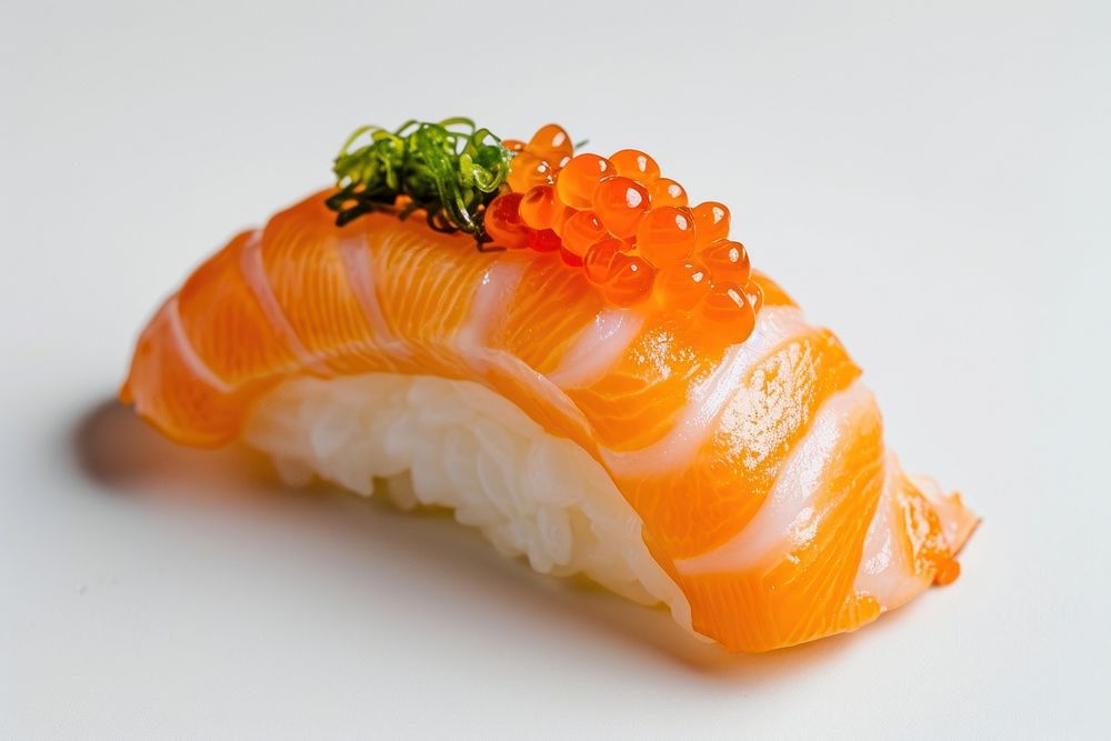 Salmon sushi seafood dish vegetable. AI generated Image by rawpixel.
