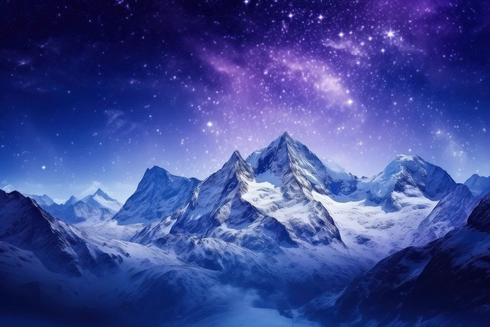 Purple Landscape Mountain Night. 