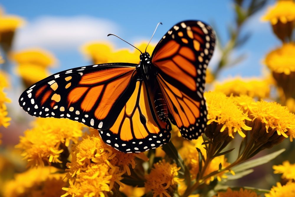 Monarch butterfly flower monarch insect. AI generated Image by rawpixel.