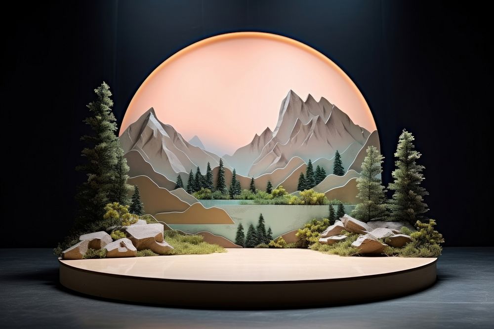 Mountain nature background product display backdrop.