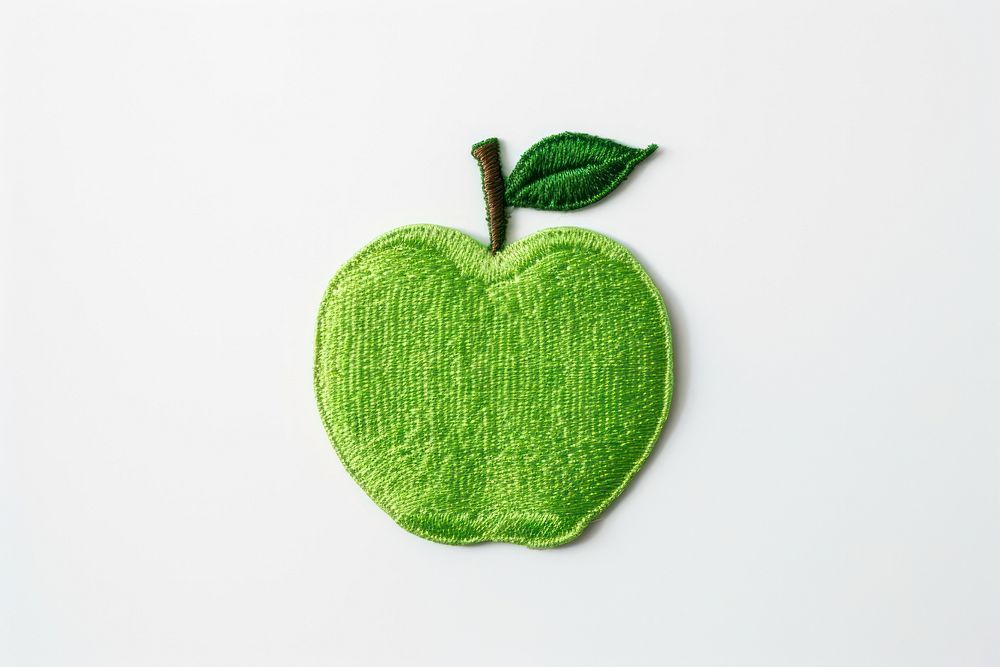 Embroidery style green apple fruit plant.