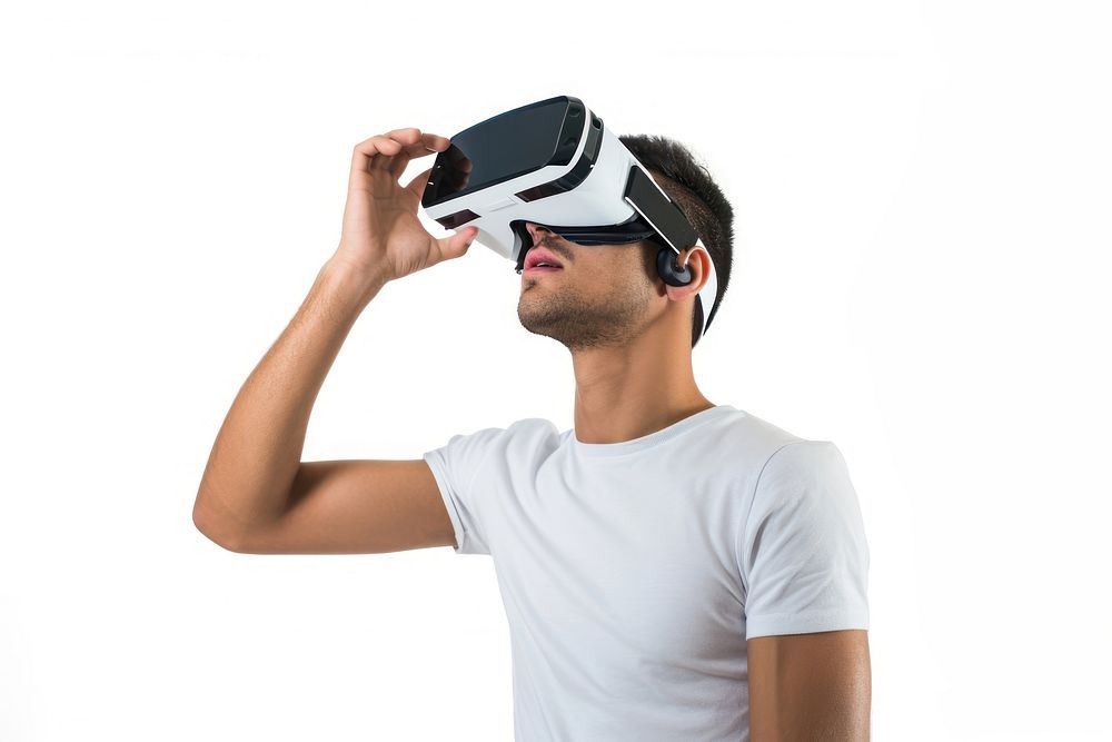 Virtual reality headset photo white background accessories.