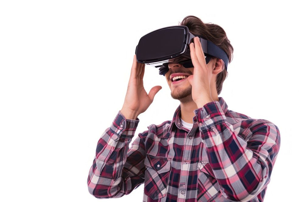 Virtual reality headset photo white background photography.