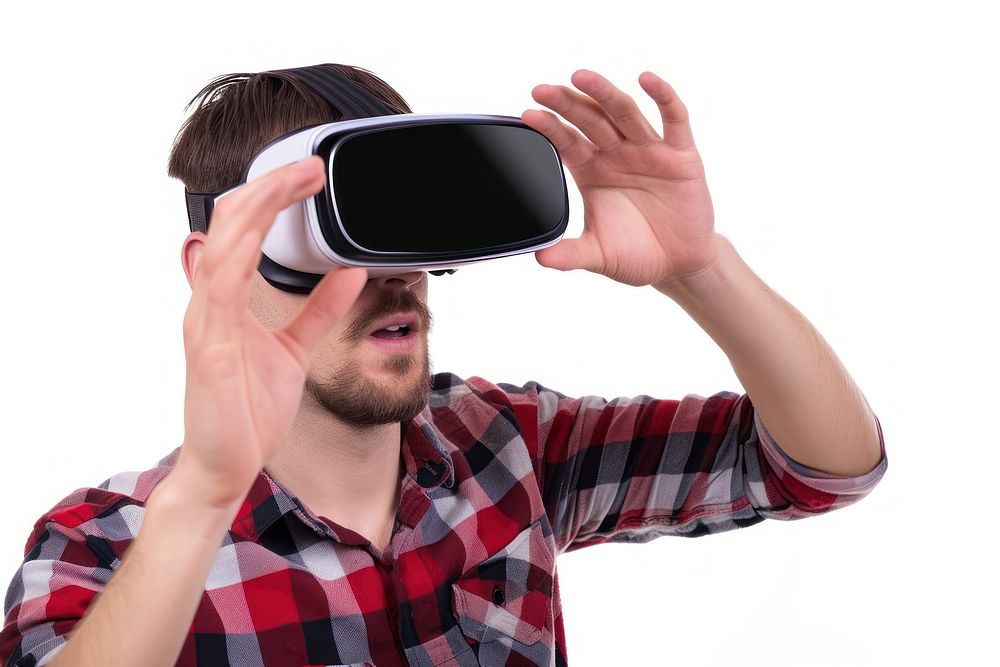 Virtual reality headset photo white background photographing.
