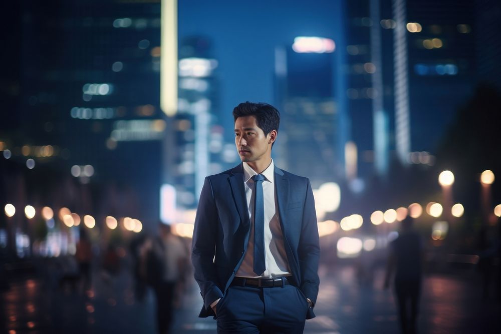 Thai businessman city outdoors light. AI generated Image by rawpixel.