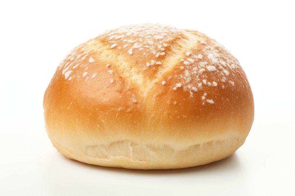 Traditional white kaiser roll bread food bun.