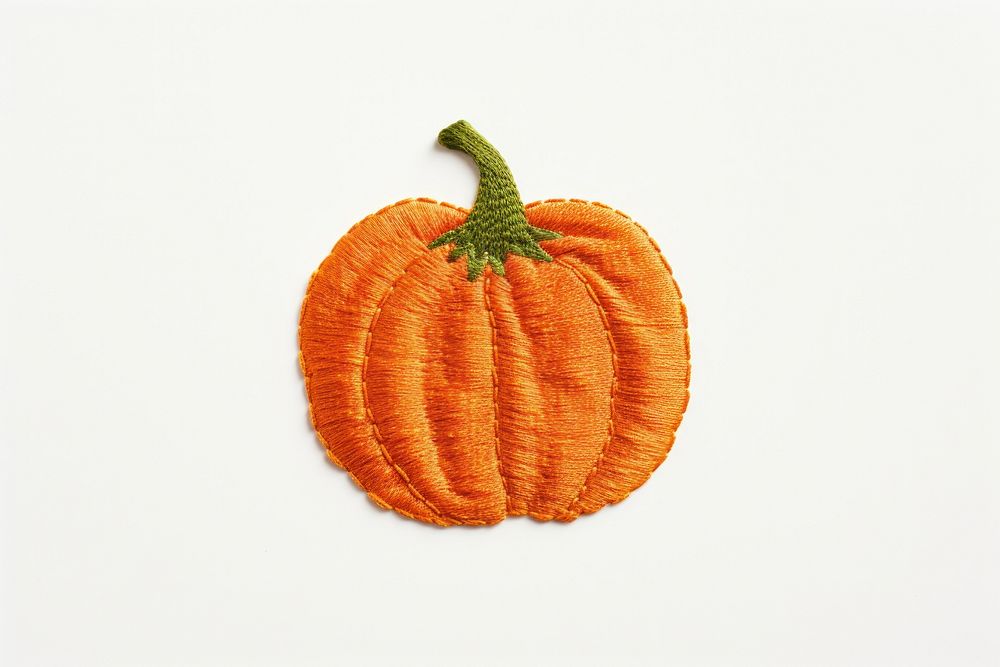 Pumpkin white fabric embroidery vegetable.