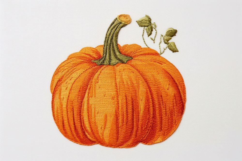 Pumpkin white fabric embroidery vegetable.