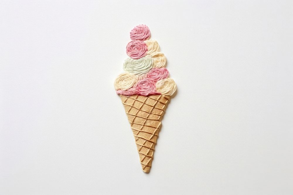 White fabric soft serve embroidery ice cream.