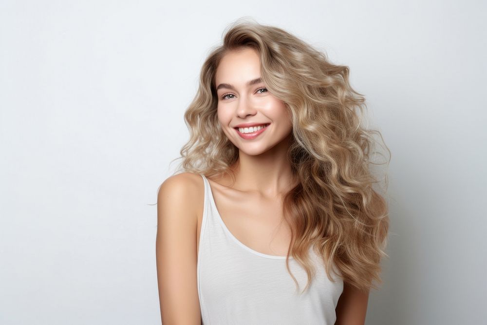 Female with fair hair portrait smiling looking. AI generated Image by rawpixel.