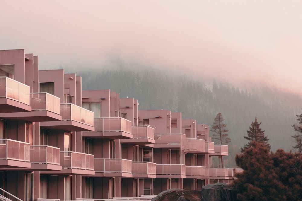Mountain resort architecture building city.