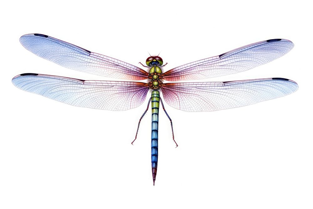 Dragonfly insect animal white background.