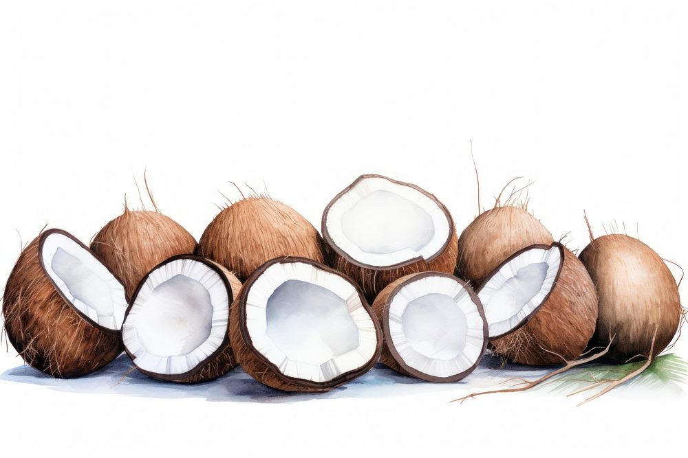 Coconut border coconut plant white background.