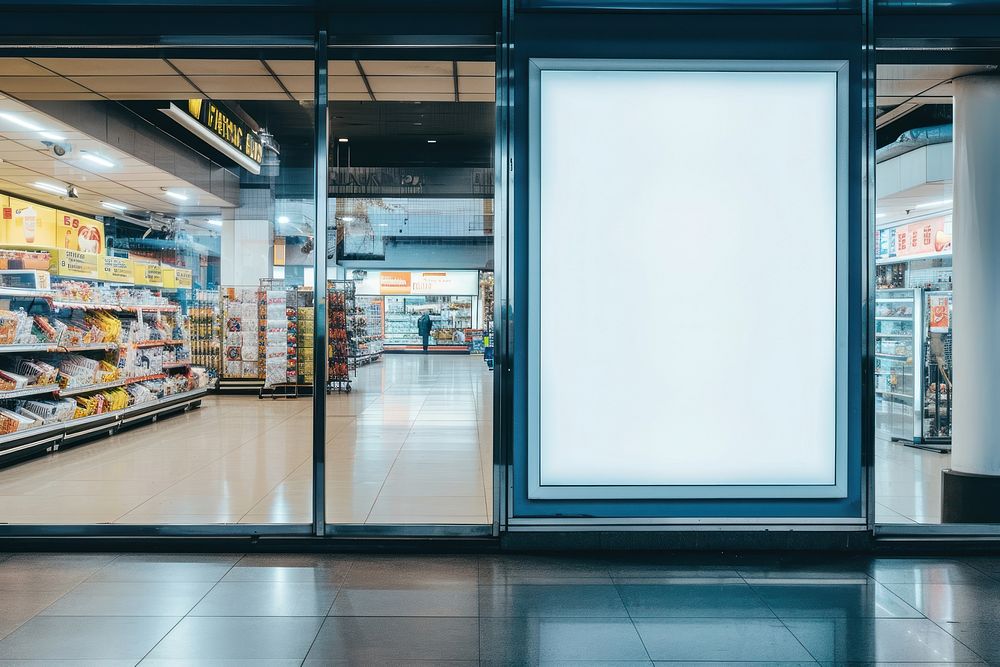 Supermarket shop window supermarket refrigerator glass.
