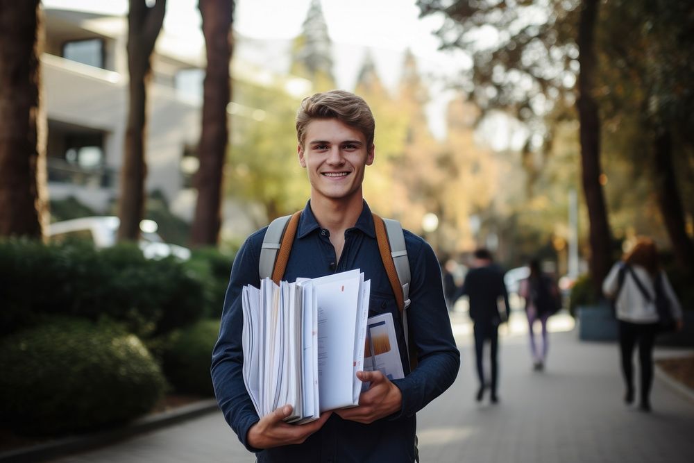 Student student outdoors carrying. AI generated Image by rawpixel.