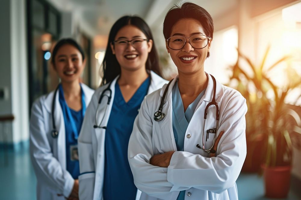 Asian multiracial medical standing hospital doctor. AI generated Image by rawpixel.