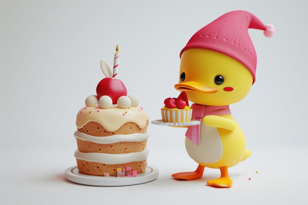  Cute duck cake dessert food. AI generated Image by rawpixel.