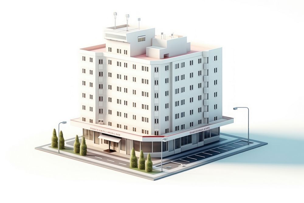 Hotel building architecture city white background. AI generated Image by rawpixel.