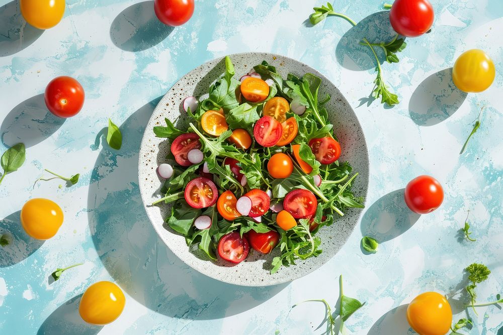 Healthy salad food plate mozzarella. AI generated Image by rawpixel.