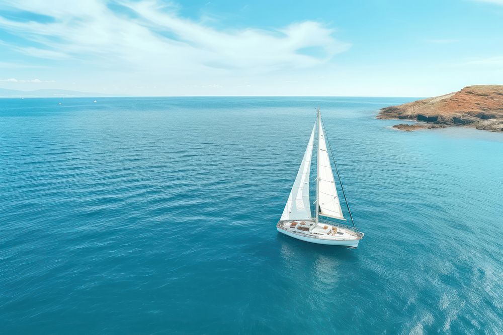 Yacht ocean sky sailboat.
