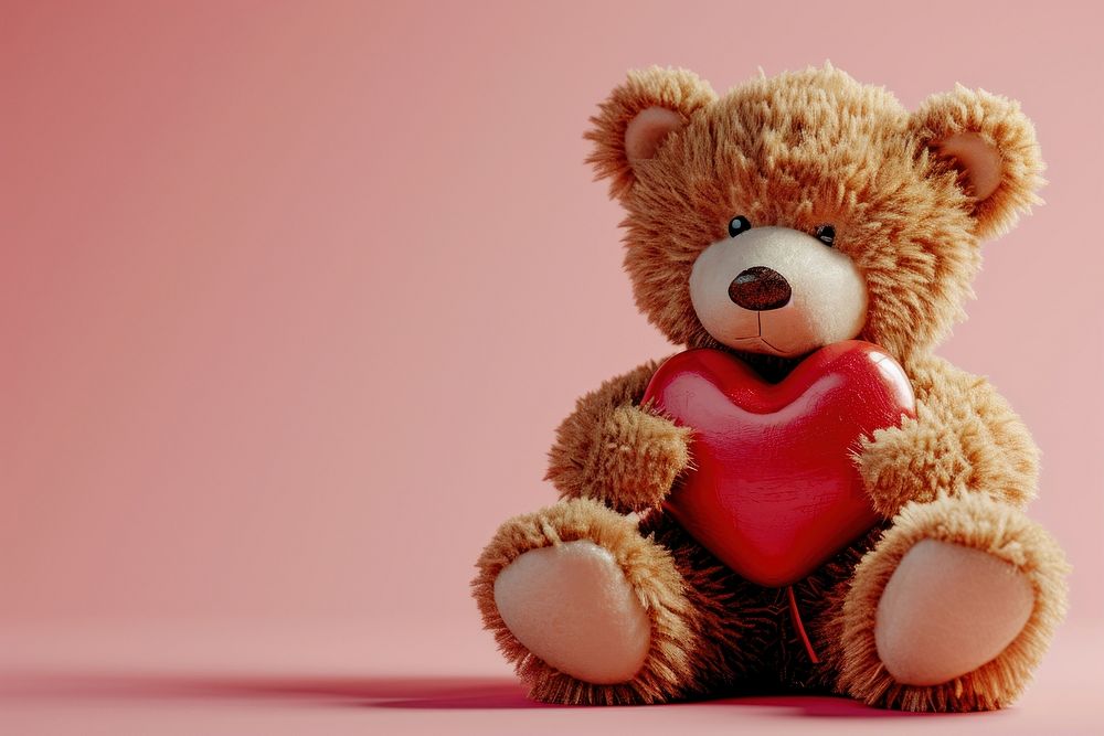  Brown softy teddy bear heart pink toy. AI generated Image by rawpixel.