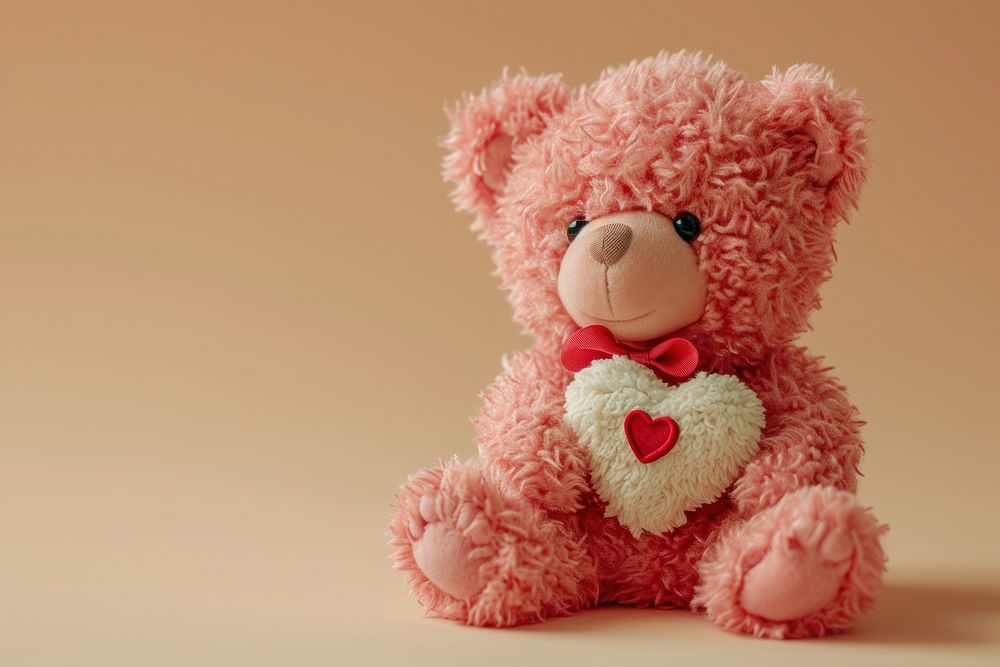  Pink teddy bear heart toy red. 